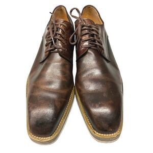Carrucci Wedge Sole Plain Toe Derby Oxfords Mens 9.5 Brown Leather Casual Shoes